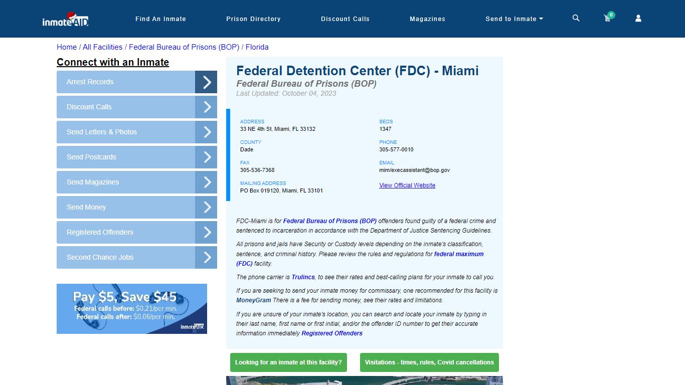 Federal Detention Center (FDC) - Miami - Federal Inmate Locator - FL